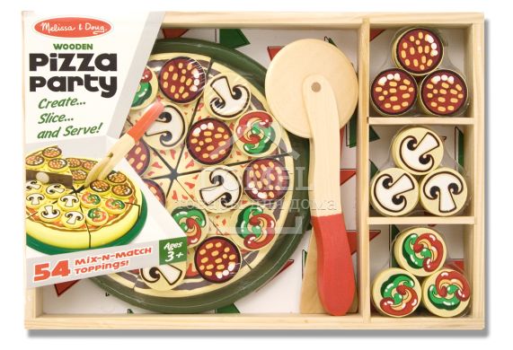 MD10167 Pizza Party (Піца - дерев'яний набір), Від 3 років, Іграшкова їжа