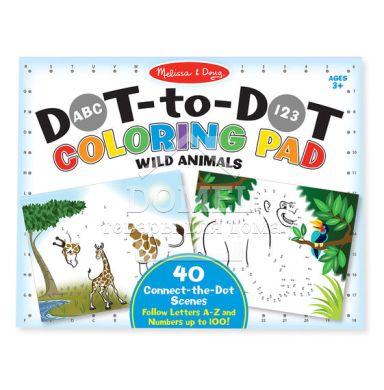 D9104 ABC 123 Dot-Dot Coloring Pad - Wild Animals (Розмальовка по номерах "Дикі тварини"), Від 3 років, Розмальовки