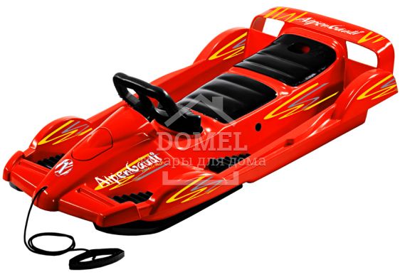 Зимние санки "Alpen Double Race" красные, Санки с рулем