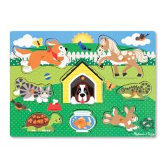 MD19053 Pets Peg Puzzle - 8 Pieces (Рамка-вкладиш "Домашні тварини", 8 ел.), Від 2 років, Пазли дерев'яні