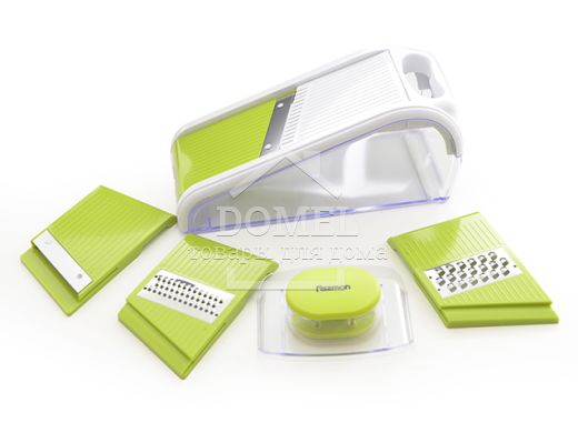 Терка-шинковка, что регулируется с контейнером 27x11x10см с 4 сменными лезвиями (нержавеющая сталь в пл кор)