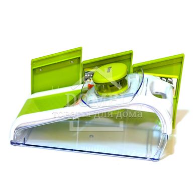 Терка-шинковка, что регулируется с контейнером 27x11x10см с 4 сменными лезвиями (нержавеющая сталь в пл кор)