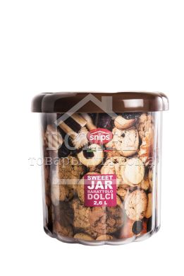 Контейнер для сладостей, печенья, 2,6 л, 2,6 л, Контейнер для хранения, Пищевой пластик, Пластик, Круглая