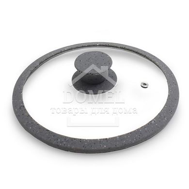 Кришка ARCADES 28 см з "мармуровим" силіконовим обідком сірий колір(жароміцне скло)