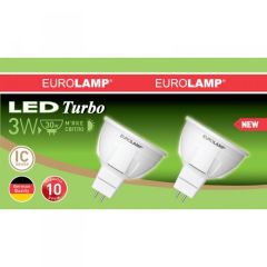 Промо-набор EUROLAMP LED Лампа MR16 3W GU5.3 3000K акция "1+1", 3000K, 3W