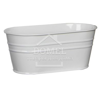 Горщик для рослин білий, овальний, оцинкована сталь, 8718861041606