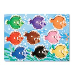 MD19058 Colorful Fish Peg Puzzle - 9 Pieces (Рамка-вкладиш "Рибки", 9 ел.), Від 2 років, Пазли дерев'яні