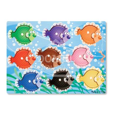 MD19058 Colorful Fish Peg Puzzle - 9 Pieces (Рамка-вкладыш "Рыбки", 9 эл.), От 2 лет, Пазлы деревянные