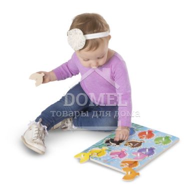 MD19058 Colorful Fish Peg Puzzle - 9 Pieces (Рамка-вкладыш "Рыбки", 9 эл.), От 2 лет, Пазлы деревянные