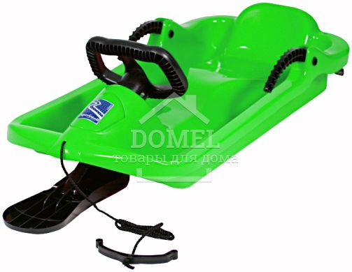 Зимние санки "Alpen Drive" зеленые, Санки с рулем