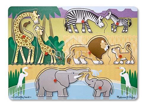 MD11873 Safari Peg Puzzle (Пазл "Вгадай африканську тварину"), Від 2 років, Пазли дерев'яні