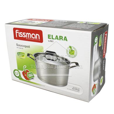 Кастрюля ELARA 16x9,5 см / 1,7 л со стальной крышкой (нержавеющая сталь)