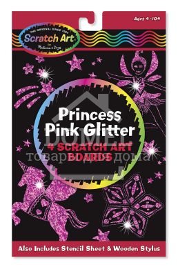 MD5810 Scratch Magic Princess Pink Glitter Board (Блискуча рожева царапка "Для принцеси"), Для дівчаток, Від 5 років, Царапки