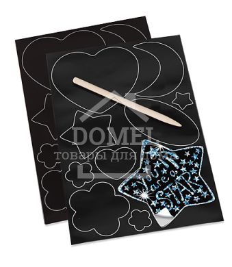 MD5824 Silver & Rainbow Scratch Art Stickers (Набір наклейок-царапок), Від 5 років, Набори