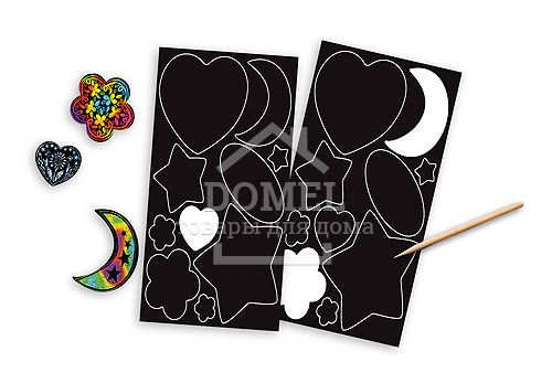 MD5824 Silver & Rainbow Scratch Art Stickers (Набір наклейок-царапок), Від 5 років, Набори