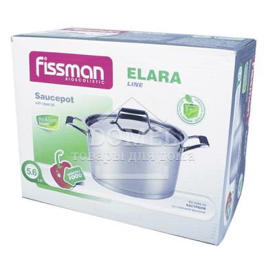 Кастрюля ELARA 24x13,5 см / 5,6 л со стальной крышкой (нержавеющая сталь)