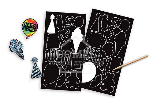 MD5828 Birthday Scratch Art Stickers (Набір наклейок-царапок "День народження"), Від 5 років, Набори
