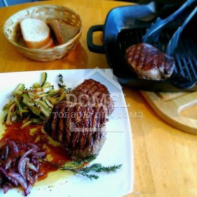 Квадратная сковорода-гриль 26x5 см с двумя боковыми ручками (чугун)