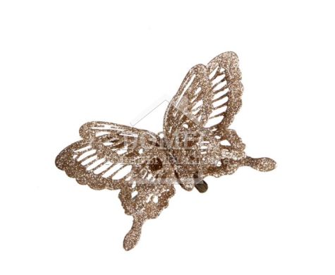 Прикраса декоративна кліпса "Метелик шампань""Christmas House" 2016