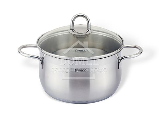 Каструля MONICA 18х10,5 см / 2,6 л зі скляною кришкою (нержавіюча сталь)