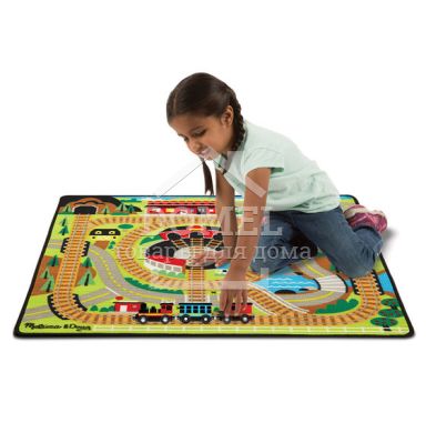 MD19554 Round the Rails Train Rug (Игровой коврик с паровозиками "Железная дорога"), Для мальчиков, От 3 лет, Игровой коврик