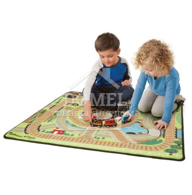 MD19554 Round the Rails Train Rug (Игровой коврик с паровозиками "Железная дорога"), Для мальчиков, От 3 лет, Игровой коврик