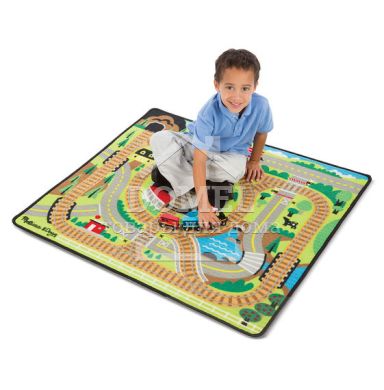 MD19554 Round the Rails Train Rug (Игровой коврик с паровозиками "Железная дорога"), Для мальчиков, От 3 лет, Игровой коврик