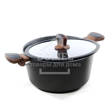 Кастрюля DIAMOND GREY 24x12 см / 4,5 л со стеклянной крышкой (алюминий с антипригарным покрытием)