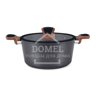 Кастрюля DIAMOND GREY 24x12 см / 4,5 л со стеклянной крышкой (алюминий с антипригарным покрытием)