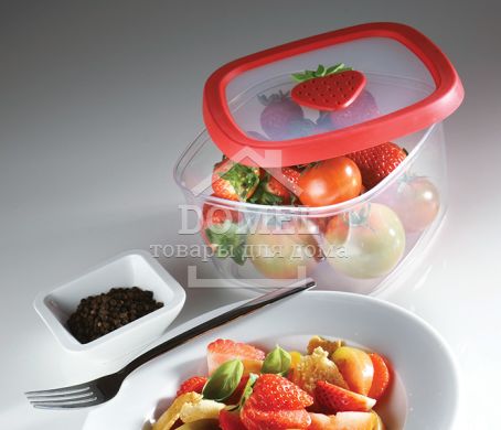 Контейнер для зберігання,1,5 л червона кришка, 1500 мл, Контейнер для зберігання, Харчовий пластик, Пластик, Квадратна