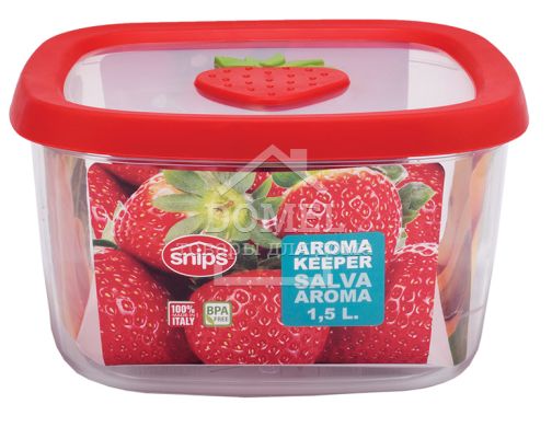 Контейнер для зберігання,1,5 л червона кришка, 1500 мл, Контейнер для зберігання, Харчовий пластик, Пластик, Квадратна