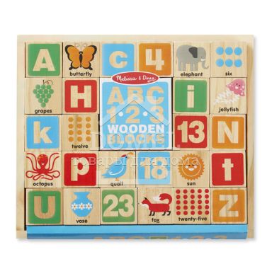 MD2253 ABC / 123 Wooden Blocks (Дерев'яні блоки "Цифри / Букви"), Від 2 років, Кубики