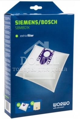 Набір синтетичних мішків (4 шт.) WORWO SBMB01K для пилососів Bosch Siemens, Bosch, Siemens