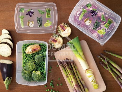 Контейнер для зберігання "2 в 1", 2,0 л, комплект із 2 шт, 2 л, Контейнер для зберігання, Харчовий пластик, Без кришки, Прямокутна