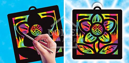 MD5888 Scratch Magic Flower Light Catcher Fun Kit (Царапка-вітраж "Квітка"), Для дівчаток, Від 5 років, Царапки