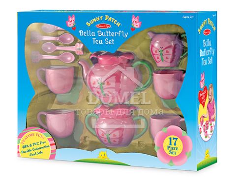 MD6181 Bella Butterfly Tea Set (Дитячий чайний сервіз "Метелик Белла"), Для дівчаток, Від 3 років, Іграшковий посуд