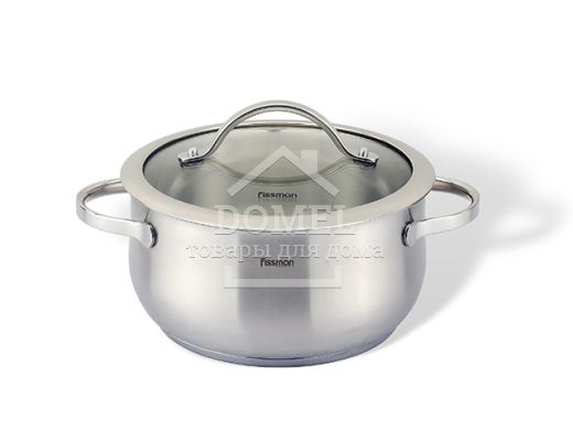 Кастрюля VALERY 16x8 см / 1.6 л со стеклянной крышкой (нержавеющая сталь)