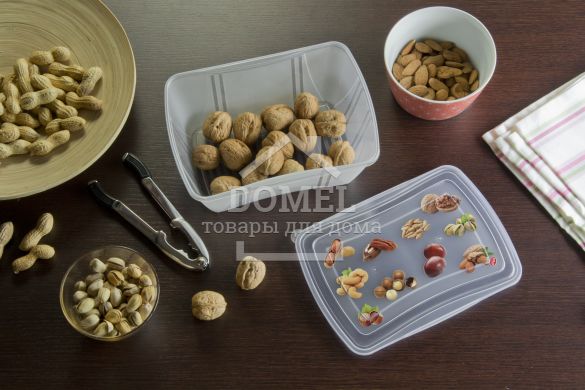 Контейнер для хранения "2 в 1", 2,0 л, комплект из 2 шт, дизайн "орехи", 2 л, Контейнер для хранения, Пищевой пластик, Пластик, Прямоугольная