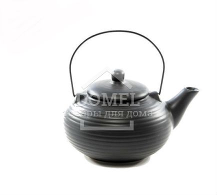 Заварочный чайник 750 мл с ситечком и металлической рукяткой, цвет ЧЕРНЫЙ (керамика)