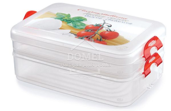 Контейнер для зберігання "2 в1", 1 шт х 0,75 л+1 шт х 1,33 л, 750 мл, Контейнер для зберігання, Харчовий пластик, Пластик, Прямокутна