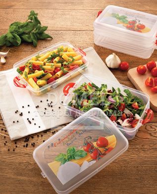 Контейнер для зберігання "2 в1", 1 шт х 0,75 л+1 шт х 1,33 л, 750 мл, Контейнер для зберігання, Харчовий пластик, Пластик, Прямокутна