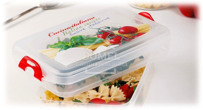 Контейнер для зберігання "2 в1", 1 шт х 0,75 л+1 шт х 1,33 л, 750 мл, Контейнер для зберігання, Харчовий пластик, Пластик, Прямокутна