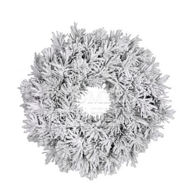 Венок декоративный искусственный Dinsmore Frosted зеленый с эффектом покрытия снегом, &oslash; 0,55 см, Black Box, Венок декоративный, Зеленый, белый, Снег