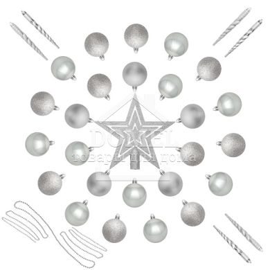 Ялинкові кульки"House of Seasons" комплект 33 шт., сірий