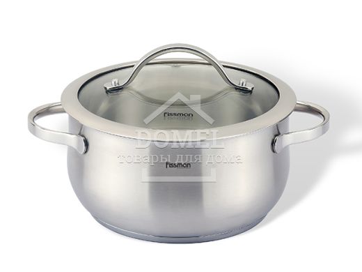 Каструля VALERY 20x10 см / 3.1 л зі скляною кришкою (нержавіюча сталь)