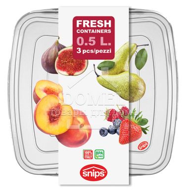 Контейнер для зберігання "3 в 1", 0,5 л, комплект із 3 шт, 500 мл, Контейнер для зберігання, Харчовий пластик, Пластик, Квадратна