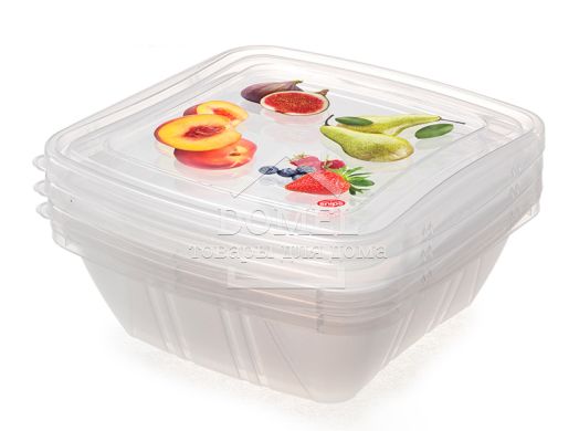 Контейнер для зберігання "3 в 1", 0,5 л, комплект із 3 шт, 500 мл, Контейнер для зберігання, Харчовий пластик, Пластик, Квадратна