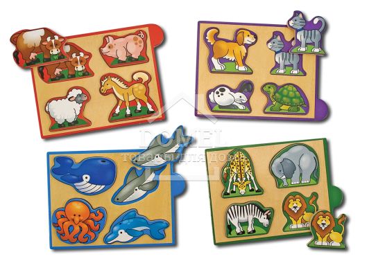 MD4790 Тварини-набір з 4 пазлів, Від 2 років, Пазли дерев'яні