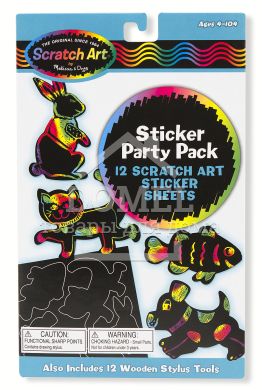 MD5911 Sticker Scratch Art Party Pack (Райдужні царапки "Тварини"), Від 5 років, Царапки