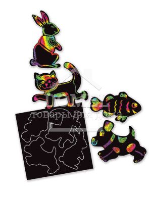 MD5911 Sticker Scratch Art Party Pack (Райдужні царапки "Тварини"), Від 5 років, Царапки